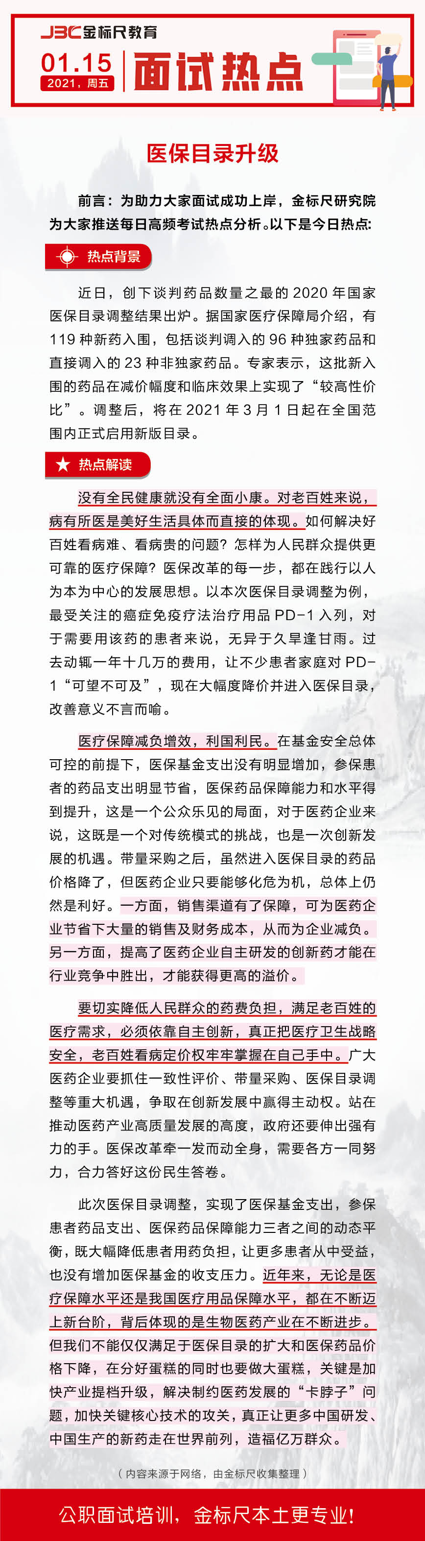 面试热点：医保目录升级