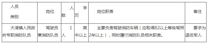 2021年渝北区大湾镇人民政府政府专职消防队员招聘公告